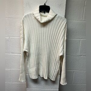Monki Cream Ribbed Cowl Neck Sweater. Size Small